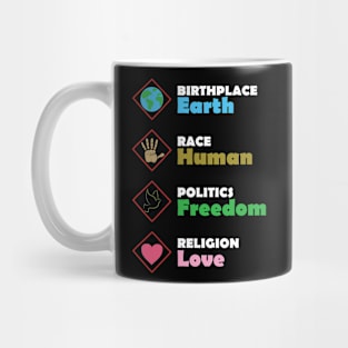 Birthplace Earth Race Human Politics Freedom Mug